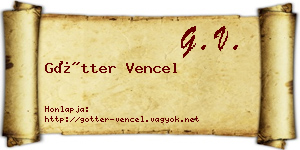 Götter Vencel névjegykártya